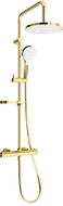 Mexen KX05 virsmas dušas komplekts ar dušas galvu un termostatisku jaucējkrānu, zelta/balts - 771500591-50