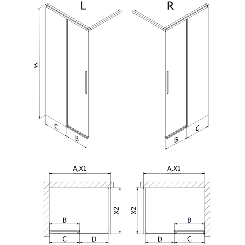 Mexen Rox Duschwand Walk-in 90 x 200 cm, transparent 8 mm, gebürstetes Kupfer - 8C2-090-003-65-00