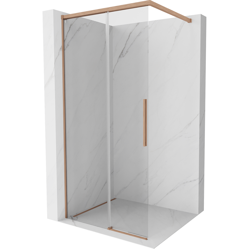 Mexen Rox Walk-in shower wall 90 x 200 cm, transparent 8 mm, brushed copper - 8C2-090-003-65-00