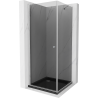 Mexen Pretoria cabine de douche pivotante 80 x 80 cm, graphite, chrome + receveur Flat, noir - 852-080-080-01-40-4070