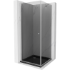 Mexen Pretoria Duschkabine schwenkbar 80 x 80 cm, Grafit, Chrom + Flat Duschwanne, Schwarz - 852-080-080-01-40-4070