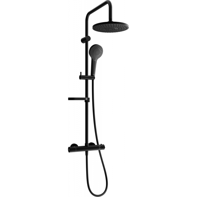 Mexen KX05 Aufputz-Duschset mit Regenduschkopf und Thermostatbatterie, schwarz - 771500591-70