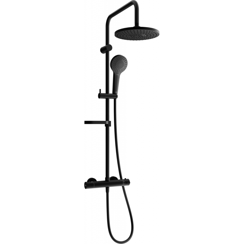Mexen KX05 set de ducha empotrado con ducha de lluvia y grifo termostático, negro - 771500591-70