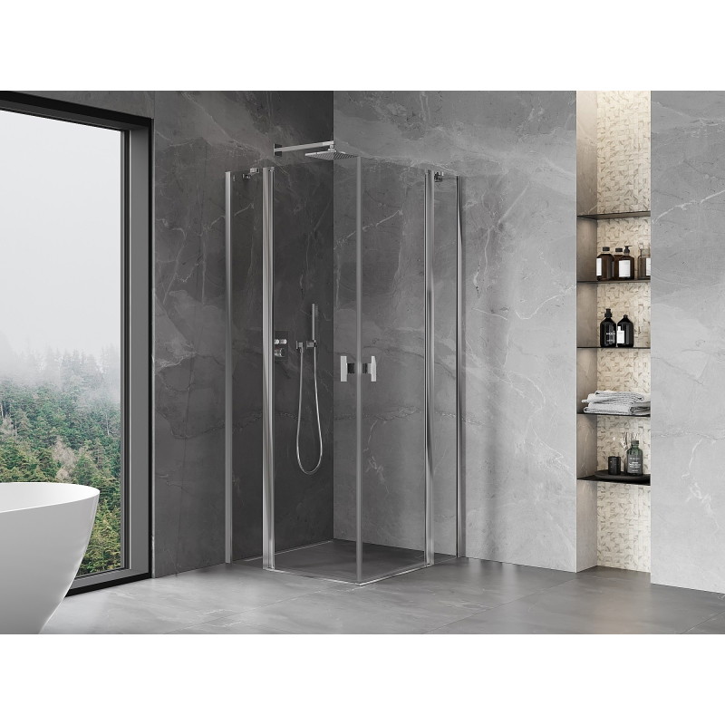 Mexen Mist Duo preklopna tuš kabina 110 x 110 cm, prozirna, krom - 8A4-110-110-01-00