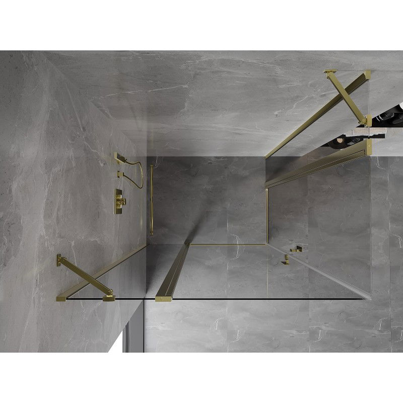 Mexen Mist Δίδυμη ανοιγόμενη καμπίνα ντους 80 x 75 cm, διαφανής, χρυσή
