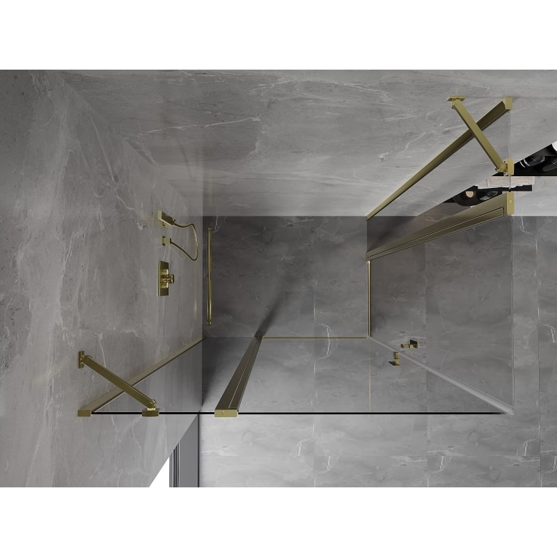 Mexen Mist Duo tuš kabina s uklonjivim vratima 95 x 75 cm, prozirna, zlatna - 8A4-095-075-50-00