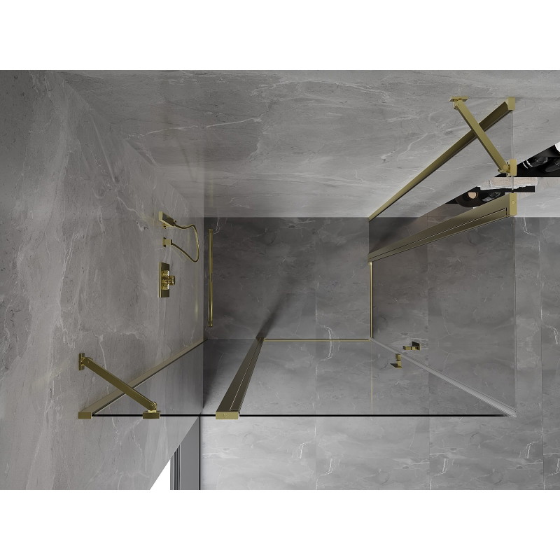Mexen Mist Duo zakretena tuš kabina 100 x 80 cm, prozirna, zlatna - 8A4-100-080-50-00