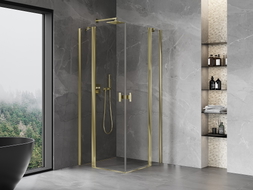 Mexen Mist Duo preklopna tuš kabina 120 x 120 cm, prozirna, zlatna - 8A4-120-120-50-00