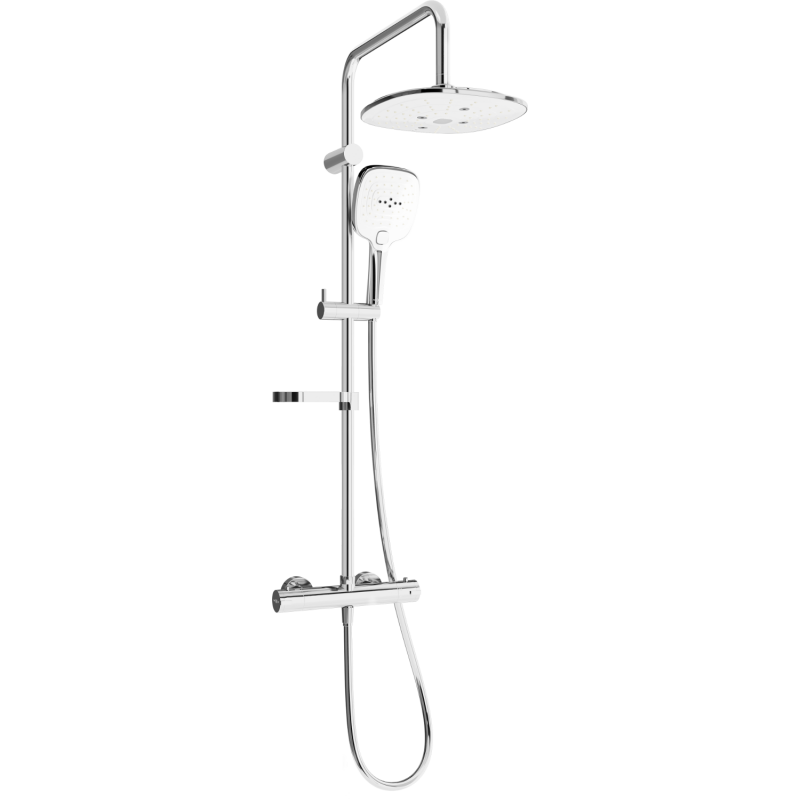 Mexen KX17 conjunto de ducha exterior con rociador y grifo termostático, cromo/blanco - 771501791-02