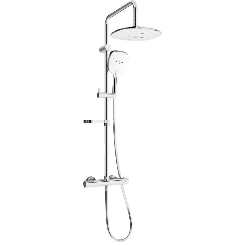 Mexen KX17 takduschset med regndusch och termostatblandare, krom/vit - 771501791-02