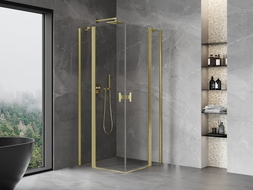 Mexen Mist Duo kutna tuš kabina 70 x 70 cm, prozirna, zlatni brušeni - 8A4-070-070-55-00