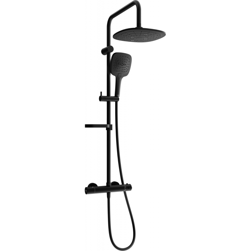 Mexen KX17 conjunto de chuveiro de sobrepor com chuva e bateria termostática, preto - 771501791-70