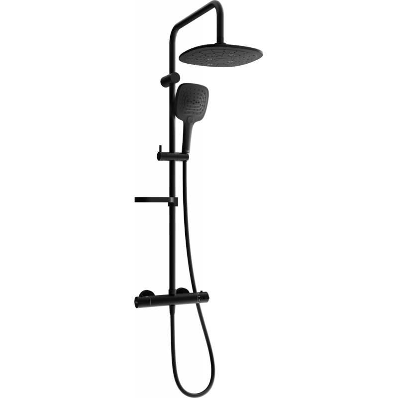 Mexen KX17 conjunto de ducha empotrado con rociador y grifo termostático, negro - 771501791-70