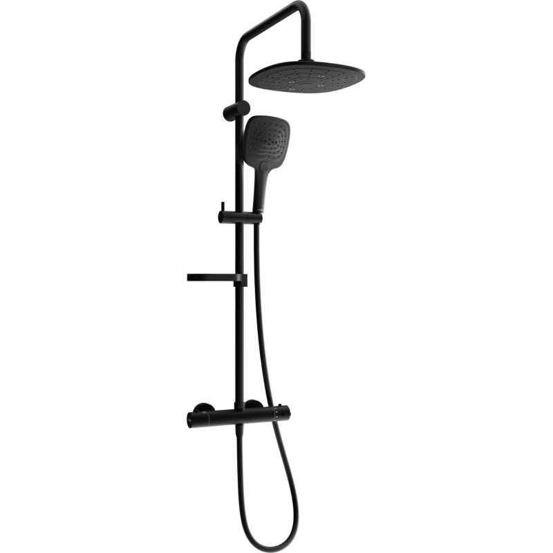 Mexen KX17 utanpåliggande duschset med regndusch och termostatblandare, svart - 771501791-70