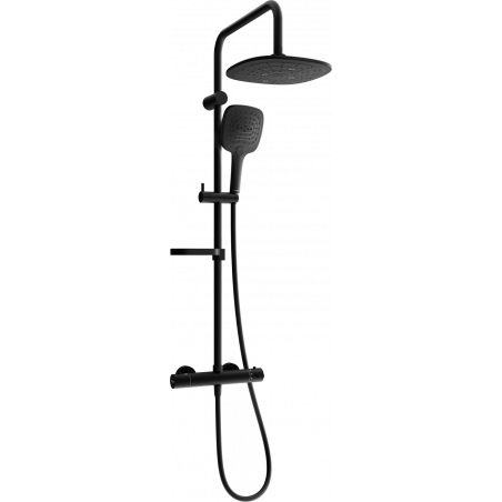 Mexen KX17 surface-mounted shower set with rain shower and thermostat, black - 771501791-70
