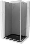 Mexen Pretoria kabina prysznicowa uchylna 80 x 110 cm, grafit, chrom + brodzik Flat, czarny - 852-080-110-01-40-4070