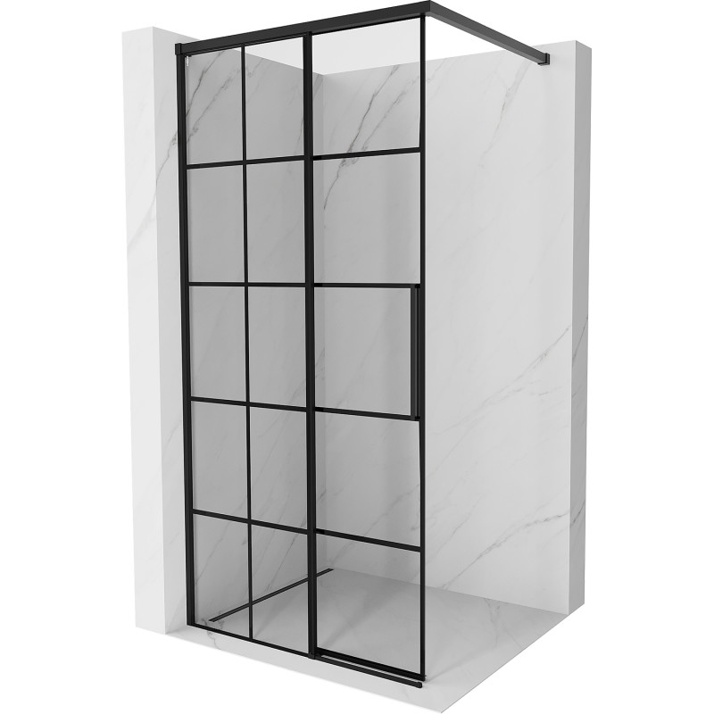 Mexen Rox Walk-in Duschwand links 100 x 200 cm, schwarzes Gitter 8 mm, schwarz - 8C2-100-003-70-77-L