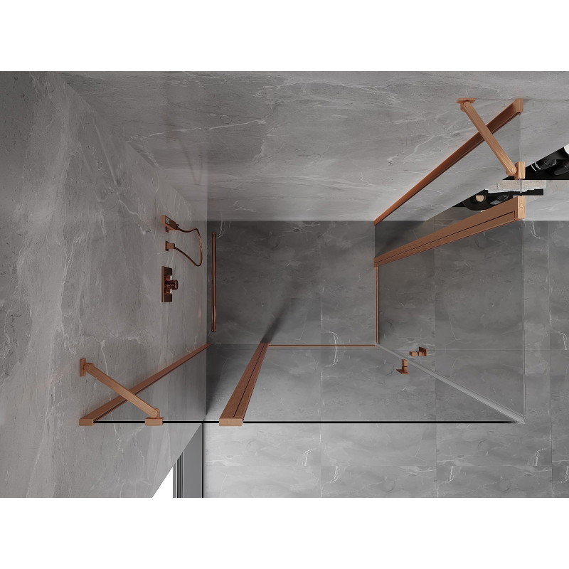Mexen Mist Duo klizna tuš kabina 85 x 75 cm, prozirna, brušena bakar - 8A4-085-075-65-00