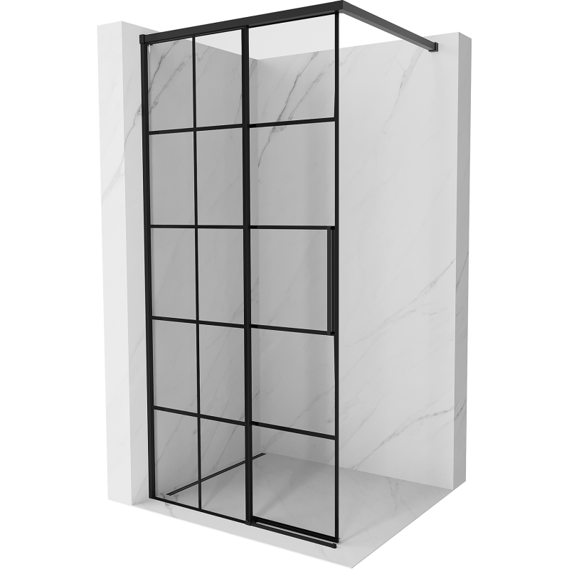 Mexen Rox Walk-in Shower Wall Left 105 x 200 cm, Black Grid 8 mm, Black - 8C2-105-003-70-77-L