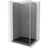 Mexen Pretoria hinged shower enclosure 80 x 70 cm, graphite, chrome + Flat tray, black - 852-080-070-01-40-4070