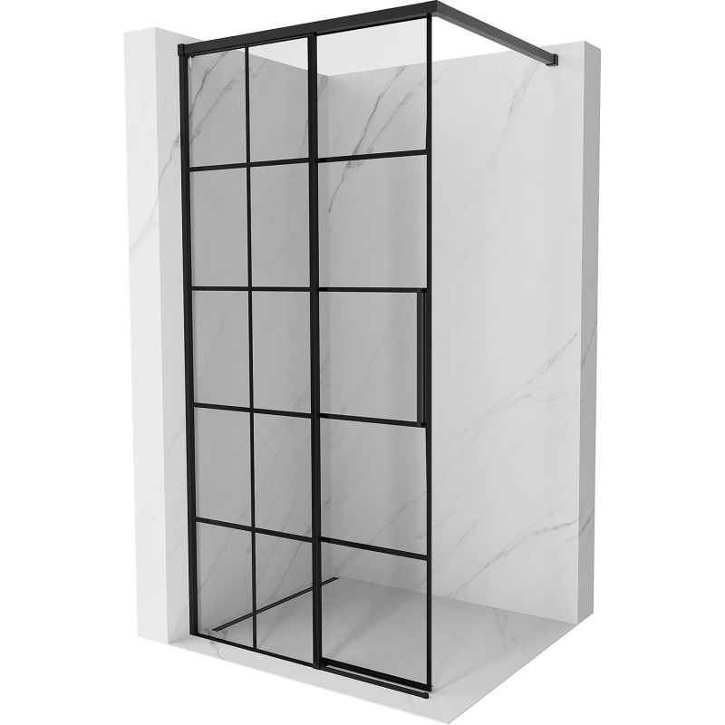 Mexen Rox Walk-in Shower Wall Left 110 x 200 cm, Black Grid 8 mm, Black - 8C2-110-003-70-77-L