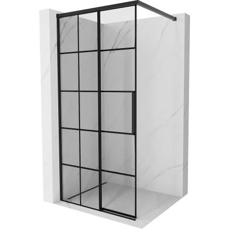 Mexen Rox ścianka prysznicowa Walk-in lewa 115 x 200 cm, czarna kratka 8 mm, czarna - 8C2-115-003-70-77-L