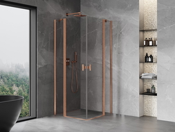 Mexen Mist Duo cabine de douche pivotante 80 x 80 cm, transparent, cuivre brossé - 8A4-080-080-65-00