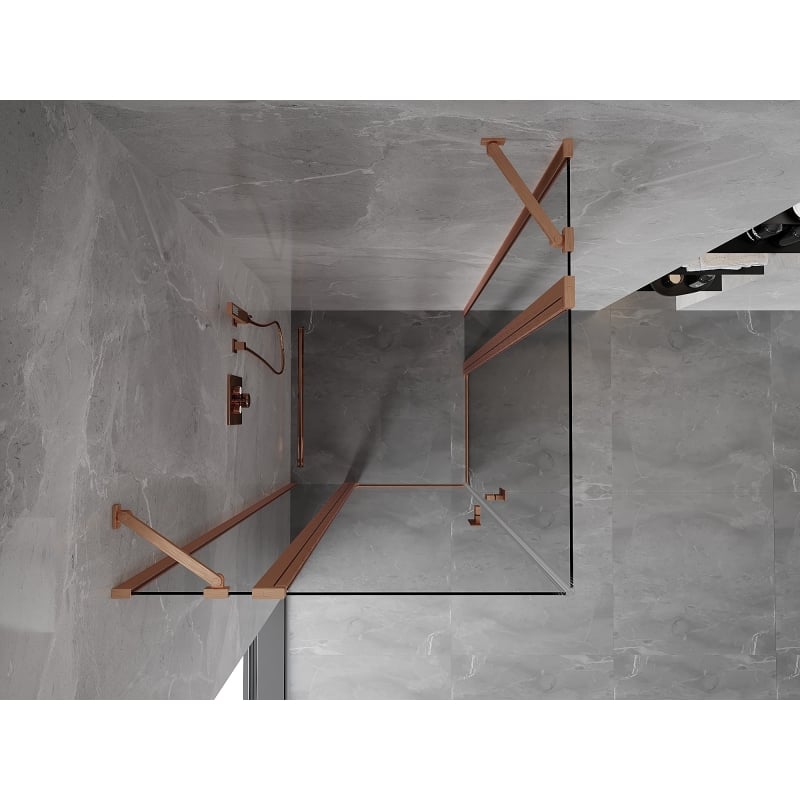 Mexen Mist Duo dušinurk 85 x 85 cm, läbipaistev, harjatud vask - 8A4-085-085-65-00