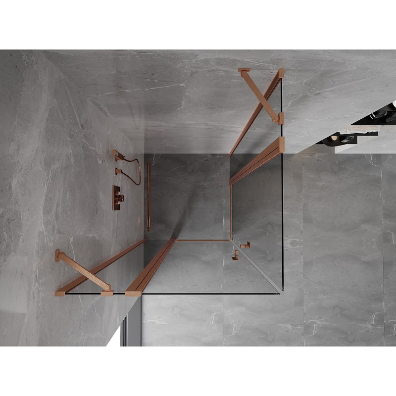 Mexen Mist Duo tuš kabina s dvostrukim vratima 90 x 90 cm, prozirna, brušena mjed - 8A4-090-090-65-00