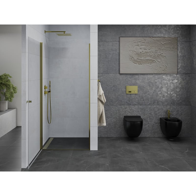 Mexen Pretoria puerta de ducha abatible 100 cm, transparente, dorado - 852-100-000-50-00