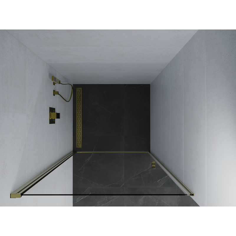 Mexen Pretoria puerta de ducha abatible 100 cm, transparente, dorada - 852-100-000-50-00