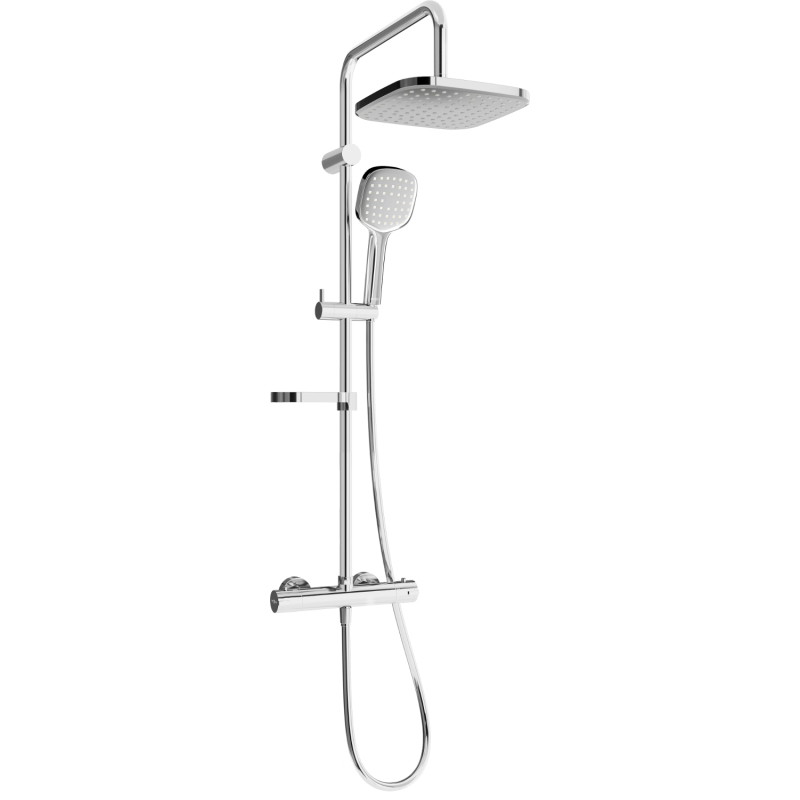 Mexen KX33 surface-mounted shower set with showerhead and thermostatic faucet, chrome - 771503391-00