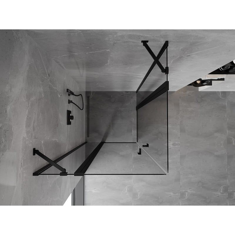 Mexen Mist Duo kabina prysznicowa uchylna 70 x 70 cm, transparent, czarna - 8A4-070-070-70-00