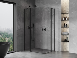 Mexen Mist Duo cabine de douche pivotante 75 x 70 cm, transparent, noir - 8A4-075-070-70-00