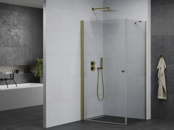 Mexen Pretoria preklopna tuš kabina 100 x 70 cm, prozirna, zlatna - 852-100-070-50-00