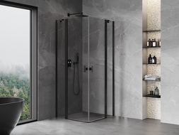 Mexen Mist Duo cabine de douche pivotante 80 x 80 cm, transparent, noir - 8A4-080-080-70-00