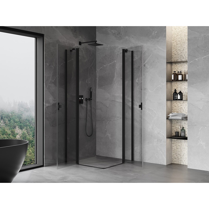 Mexen Mist Duo klizni tuš kabina 95 x 95 cm, prozirna, crna - 8A4-095-095-70-00