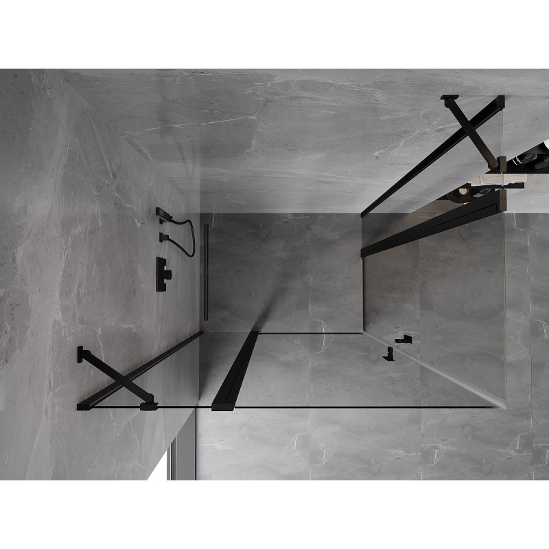 Mexen Mist Duo tuš kabina s preklopnim vratima 100 x 95 cm, prozirna, crna - 8A4-100-095-70-00