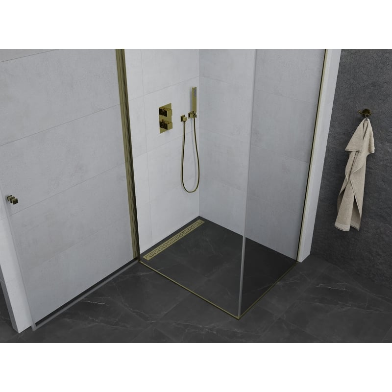 Mexen Pretoria swing shower cabin 100 x 90 cm, transparent, gold - 852-100-090-50-00