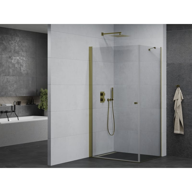 Mexen Pretoria swing shower cabin 100 x 90 cm, transparent, gold - 852-100-090-50-00