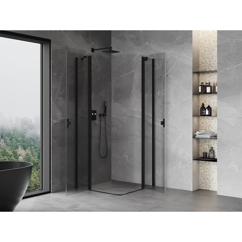 Mexen Mist Duo kabina prysznicowa uchylna 120 x 120 cm, transparent, czarna - 8A4-120-120-70-00