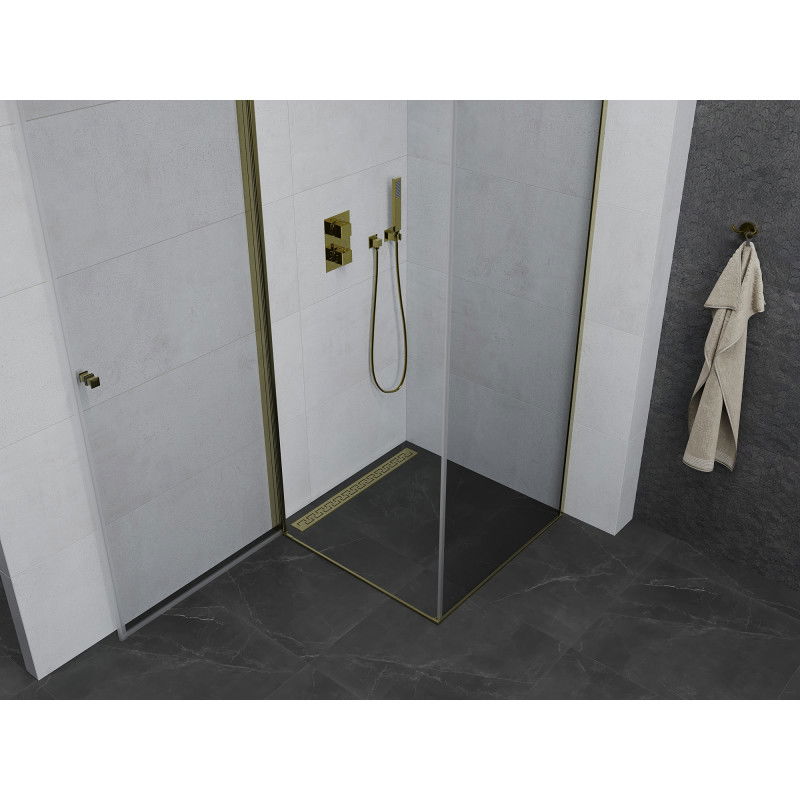 Mexen Pretoria cabine de douche battante 100 x 100 cm, transparent, dorée - 852-100-100-50-00