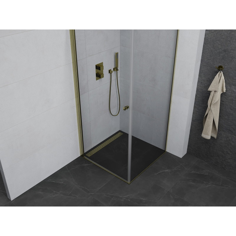 Mexen Pretoria okretna tuš kabina 100 x 100 cm, prozirna, zlatna - 852-100-100-50-00