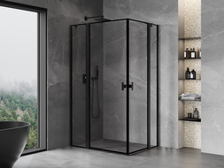 Mexen Mist Duo cabina de ducha abatible 120 x 80 cm, marco negro, negro - 8A4-120L-080P-70-70