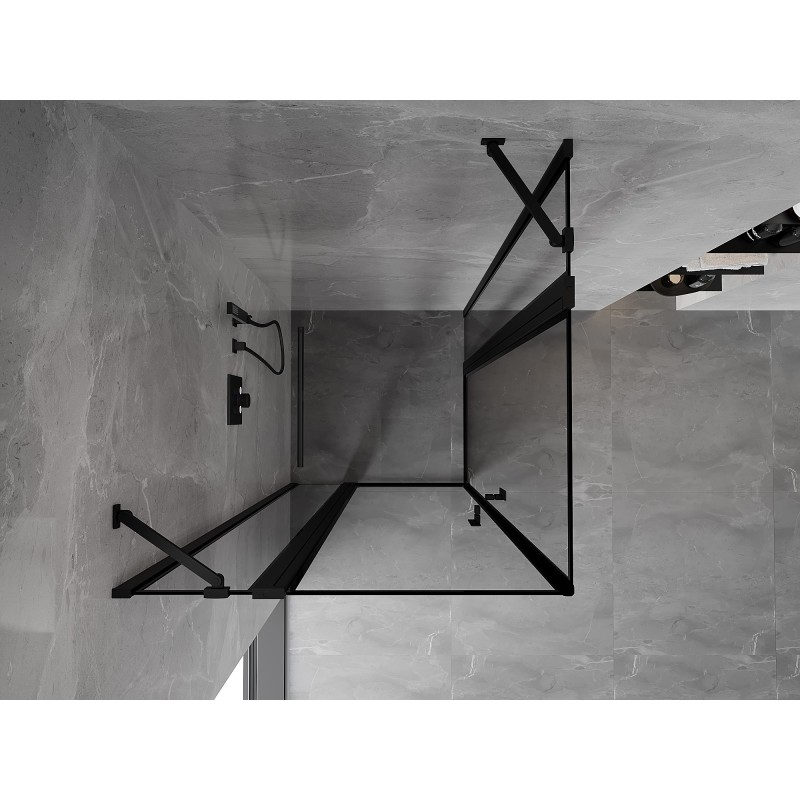 Mexen Mist Duo kabina prysznicowa uchylna 95 x 95 cm, czarna ramka, czarna - 8A4-095L-095P-70-70