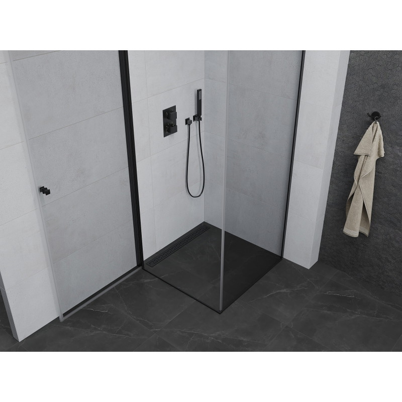 Mexen Pretoria schuifbare douchecabine 100 x 100 cm, transparant, zwart - 852-100-100-70-00