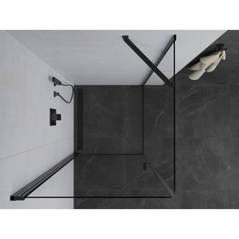 Mexen Pretoria schuifbare douchecabine 100 x 100 cm, transparant, zwart - 852-100-100-70-00