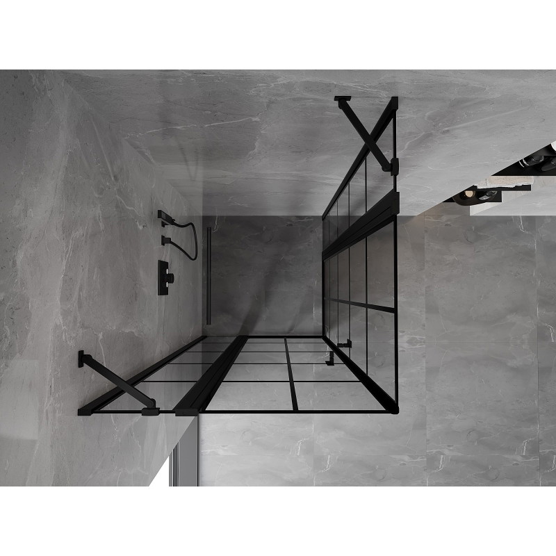 Mexen Mist Duo tuš-kabina s preklopnim vratima 110 x 110 cm, crna rešetka, crna - 8A4-110L-110P-70-77