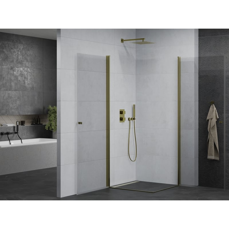 Mexen Pretoria Duo hinged shower cabin 100 x 100 cm, transparent, gold - 852-100-100-50-00-02