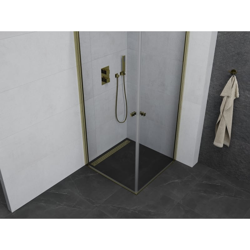 Mexen Pretoria Duo hinged shower cabin 100 x 100 cm, transparent, gold - 852-100-100-50-00-02